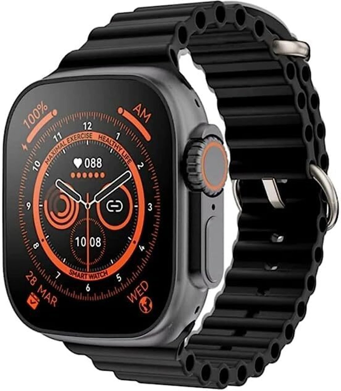 T800 Ultra Smartwatch Infinite Display, Bluetooth Calling, Wireless Charging, Sports & Health Suite (Series 8 Ultra Design)